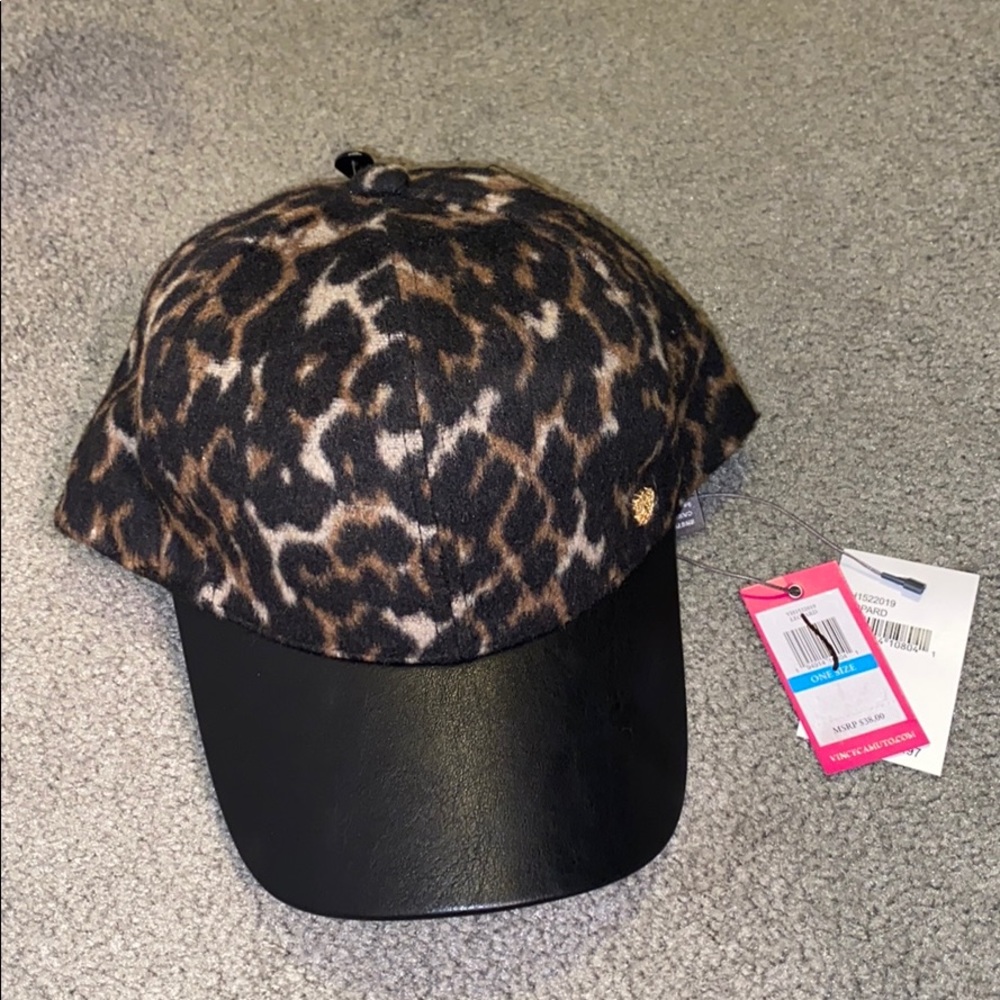 NWT Leopard hat with leather